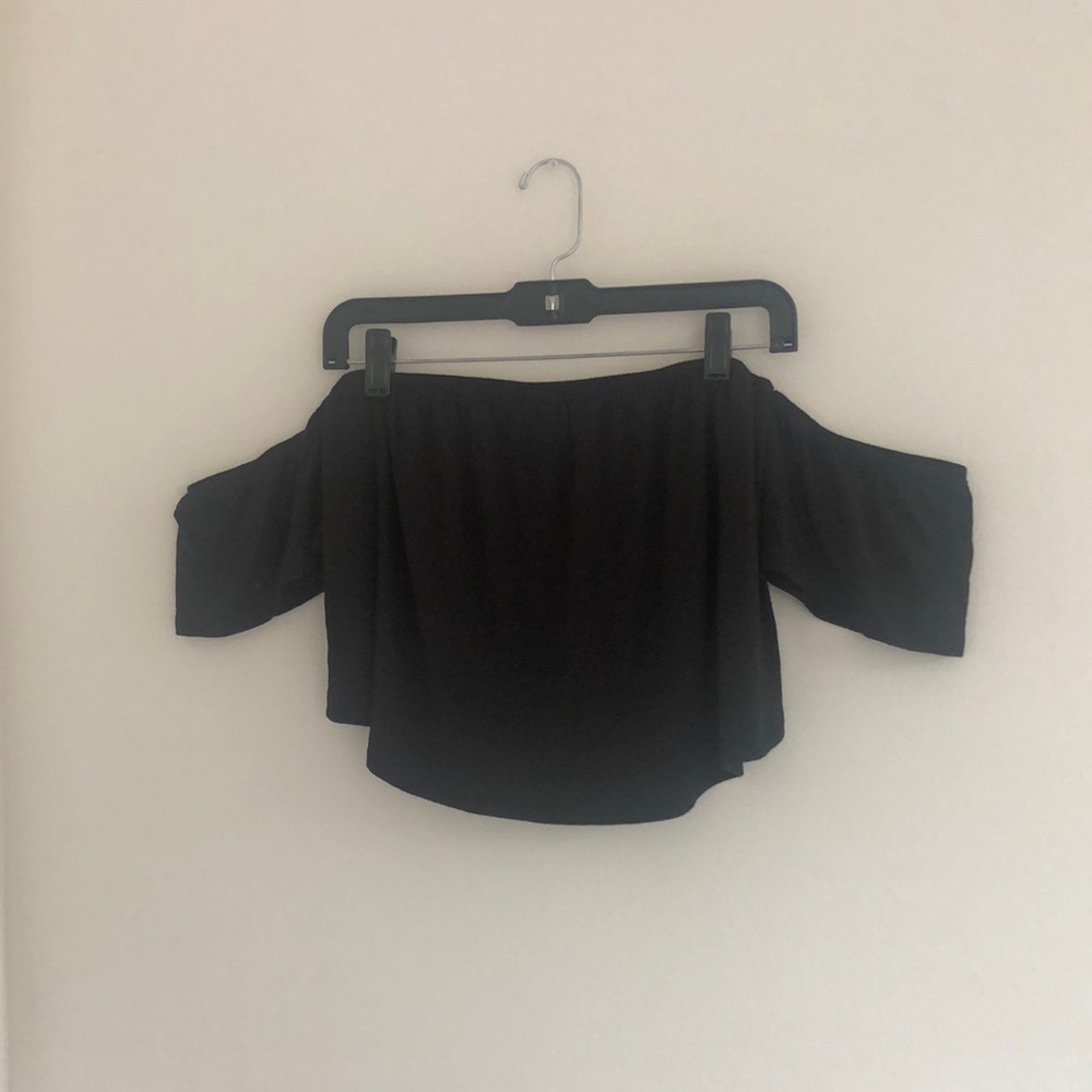 black  off the shoulder cropped blouse